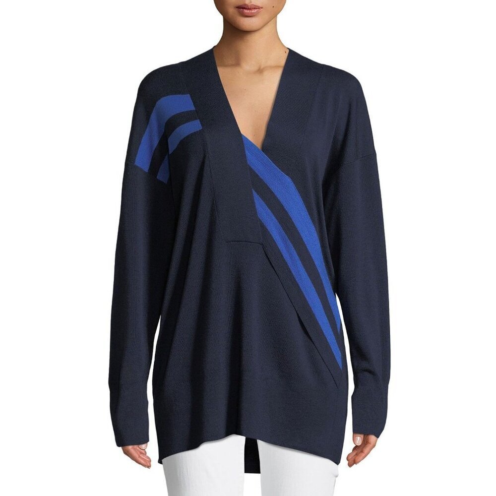 Rag & Bone Grace V-Neck Sweater Medium Navy Designer Cele Style Oversized NEW